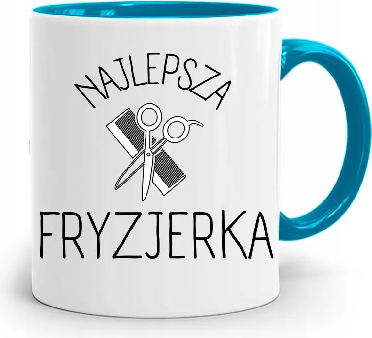 Kék Bögre Fodrásznak Legjobb Fodrásznő fényképes nyomtatással