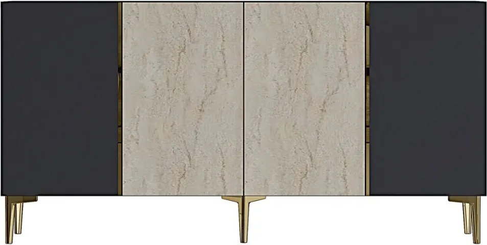 Poli komód, antracit-travertin, 150 cm – TR555CHM1744