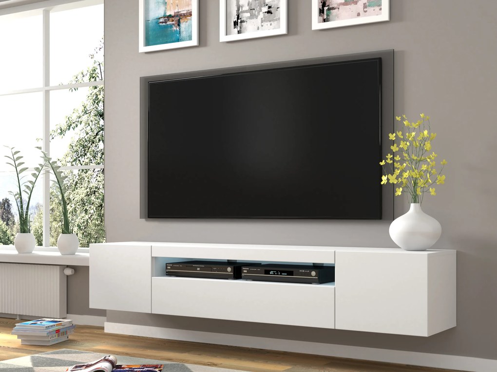TV asztal/szekrény Aurora 200 (matt fehér) (LED). 1057698