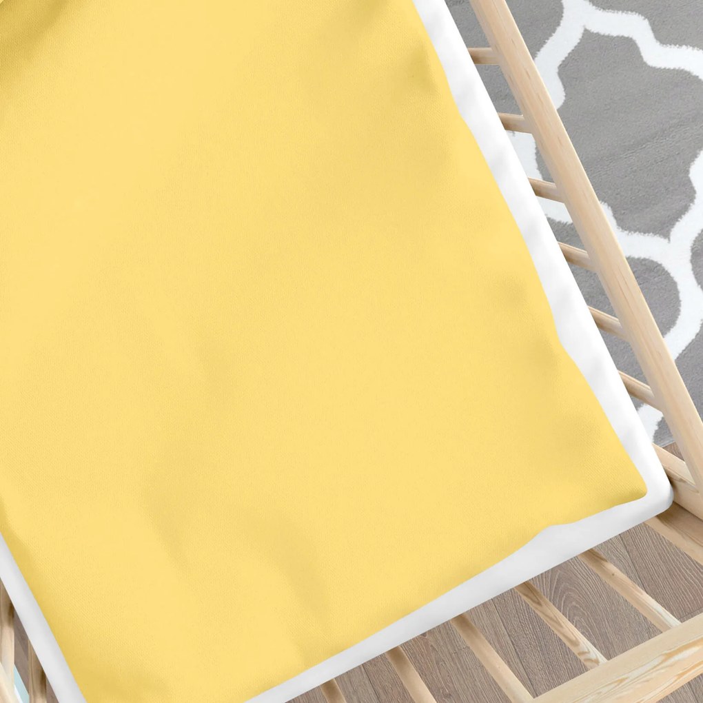 Goldea gyermek pamut ágyneműhuzat kiságyba - sárga 110 x 125 és 35 x 55 cm