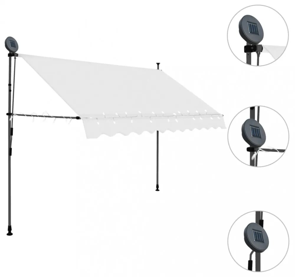 krémszínű kézzel kihúzható LED-es napellenző 300 cm