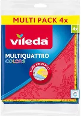 Törlőkendő, mikroszálas, 4 db, VILEDA Multi Quattro (KHTV74)