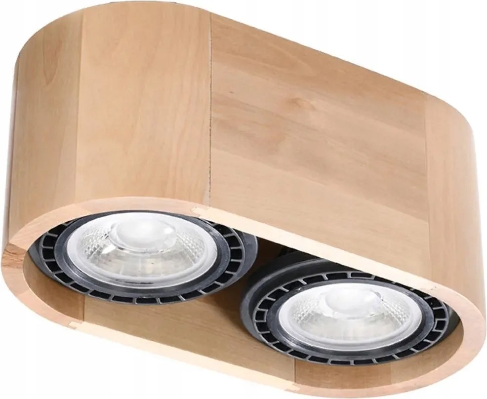 Mennyezeti lámpa fa ovális természetes fa 2 spot Sollux