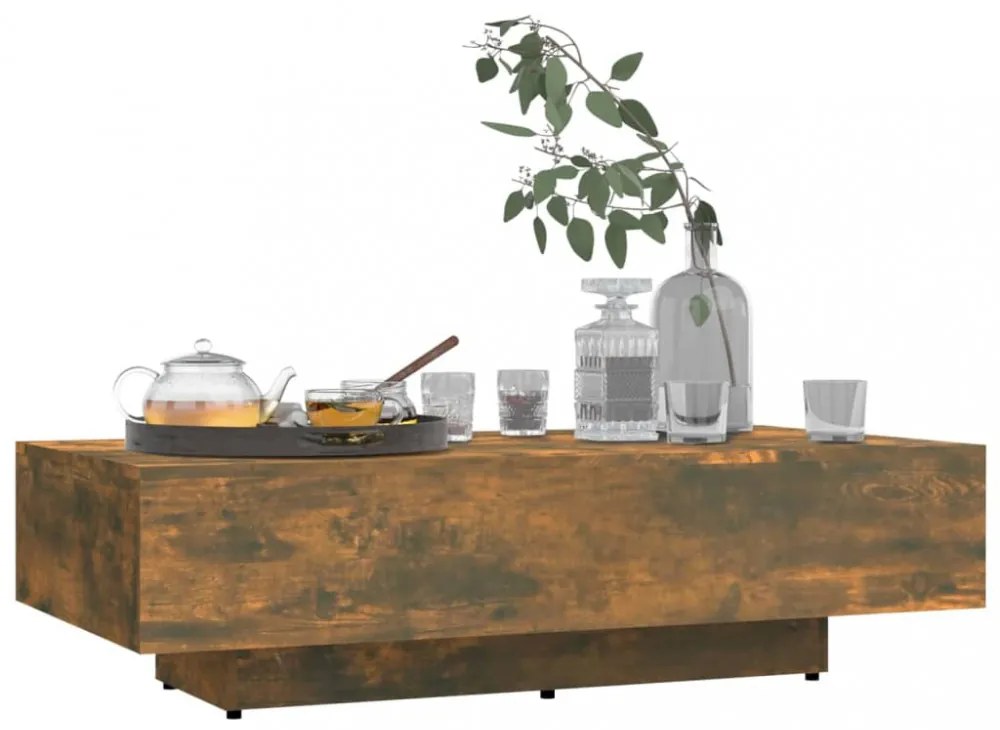 füstös tölgy színű szerelt fa dohányzóasztal 100x49,5x31 cm