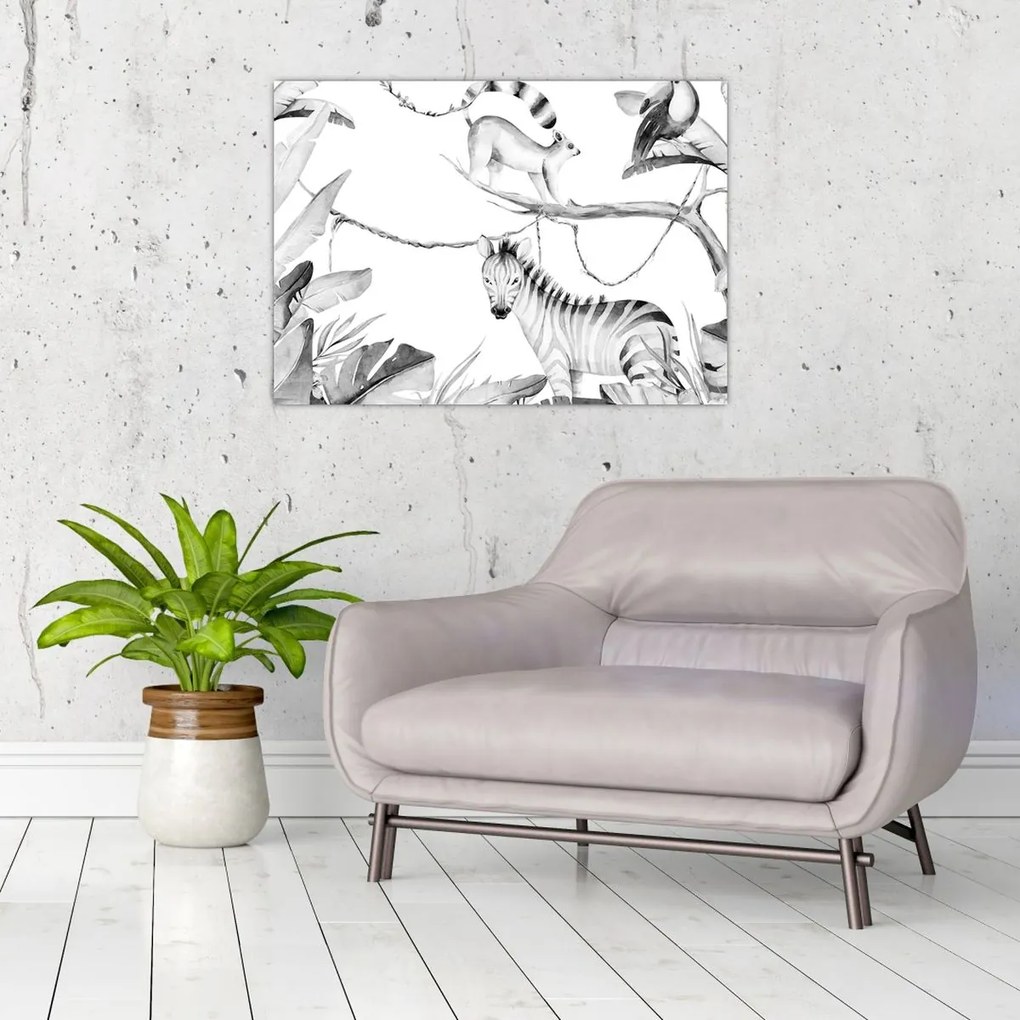 Üveg kép - Akvarell dzsungel (70x50 cm)