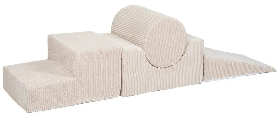 Krémszínű kordbársony habszivacs játszótér 4 db-os magasság 30 cm 45x170 cm Montessori – Meowbaby