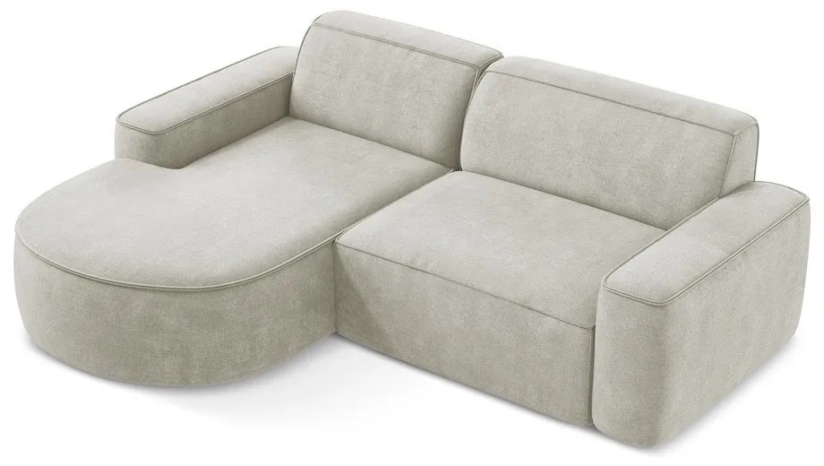 Krémszínű zsenília sarokkanapé (bal oldali-heverő résszel) Omao – Makamii