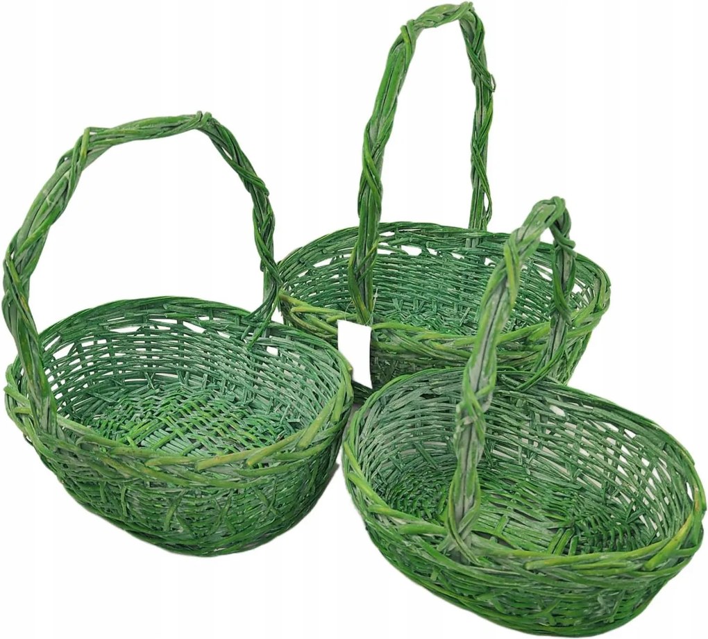 3 db-os fonott kosár szett zöld