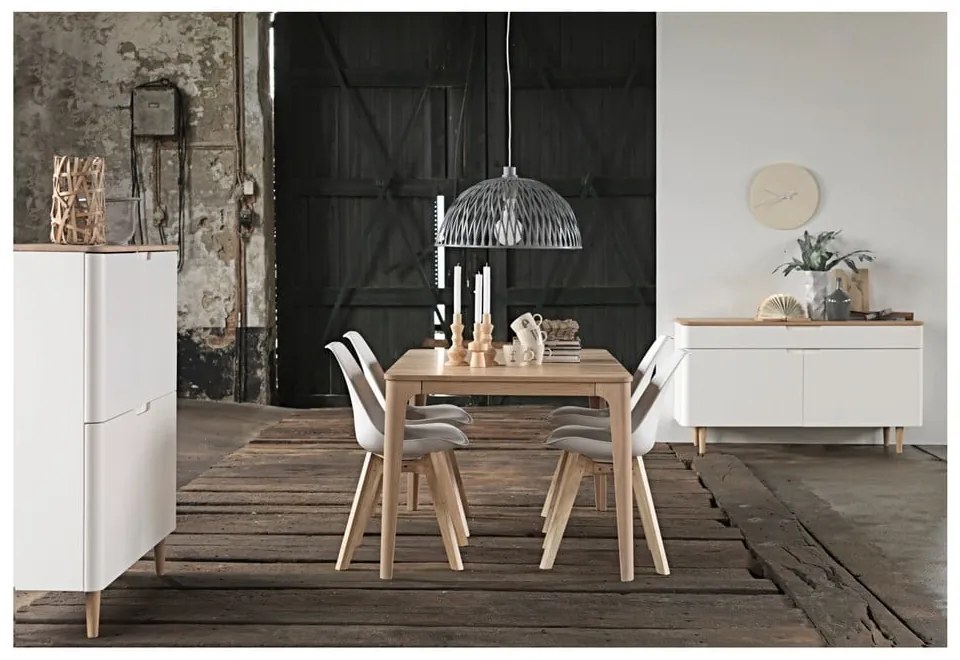 Amalfi alacsony fehér tölgyfa komód - Unique Furniture