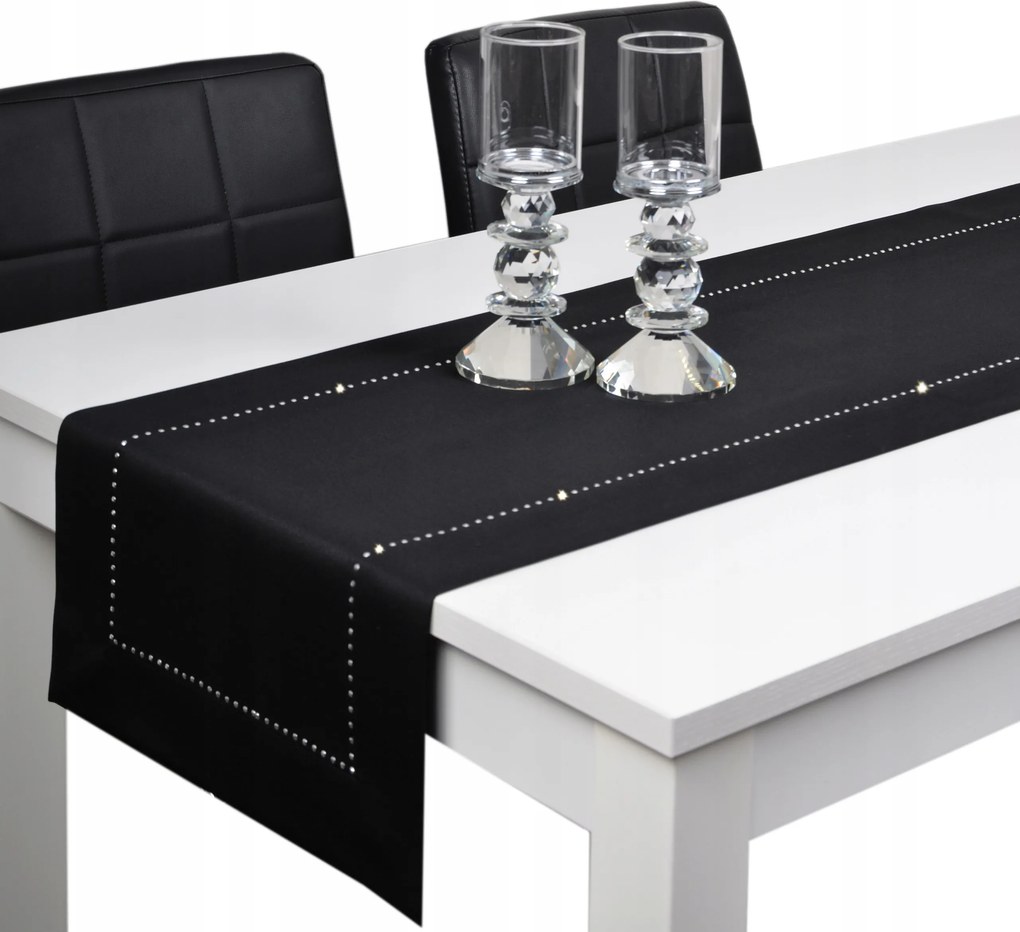 Glamour futófelület 38x160 dekor öv strasszok fekete-ezüst