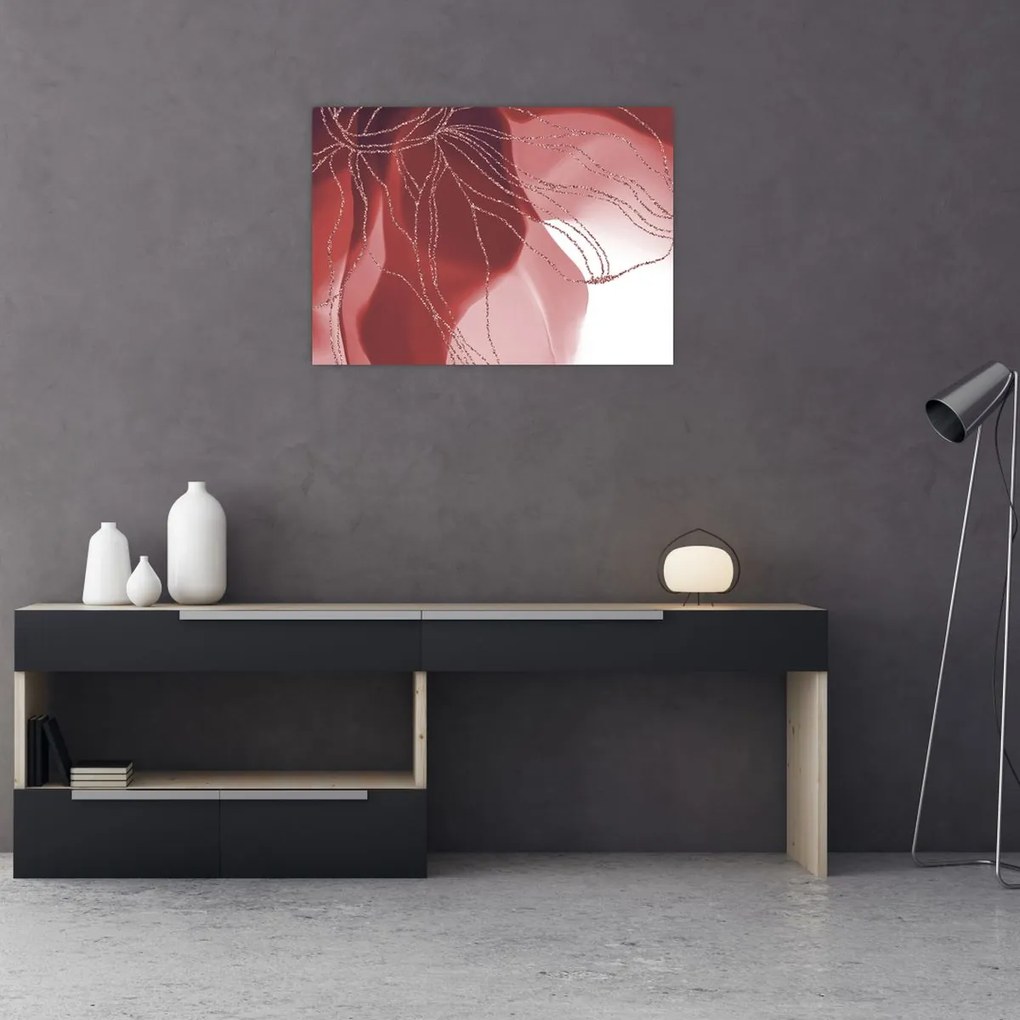 Üveg kép - Piros absztrakt virág N⁰1 (70x50 cm)