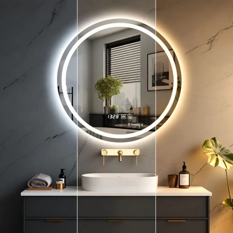 IREDA Fürdőszobai LED tükör világítással kerek 70 cm