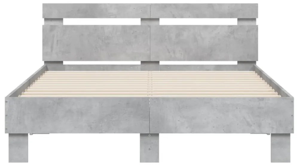 betonszürke szerelt fa ágykeret fejtámlával 120x190 cm