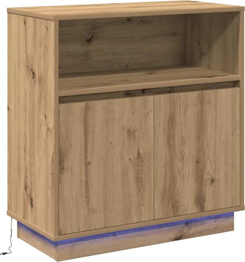vidaXL LED tálaló Artisan tölgy 71 x 34,5 x 75 cm Faanyag