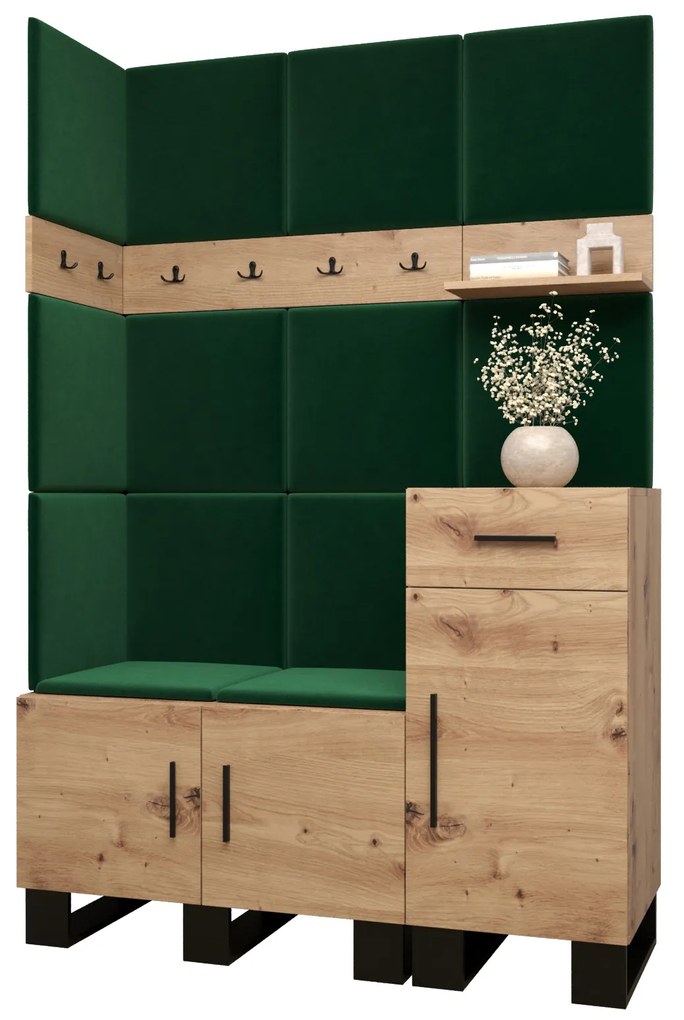Előszobabútor Amanda 10 (artisan tölgy + zöld). 1085944