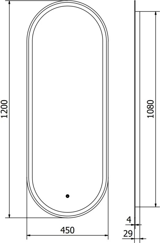 Mexen Bono megvilágított fürdőszobai tükör 45 x 120 cm, LED 6000K, páramentesítő - 9816-045-120-611-00