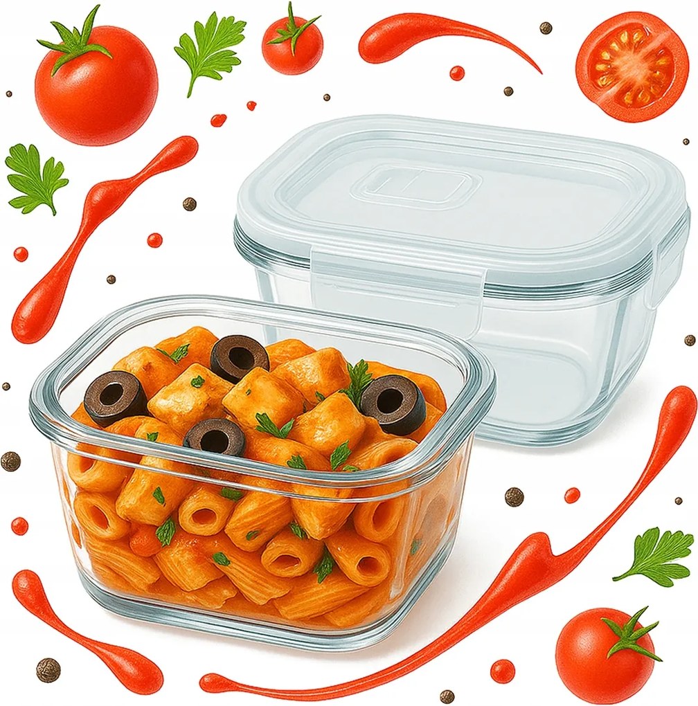 Ebédbox Négyzet alakú üveg tároló 800 ml-es iskolai munkához