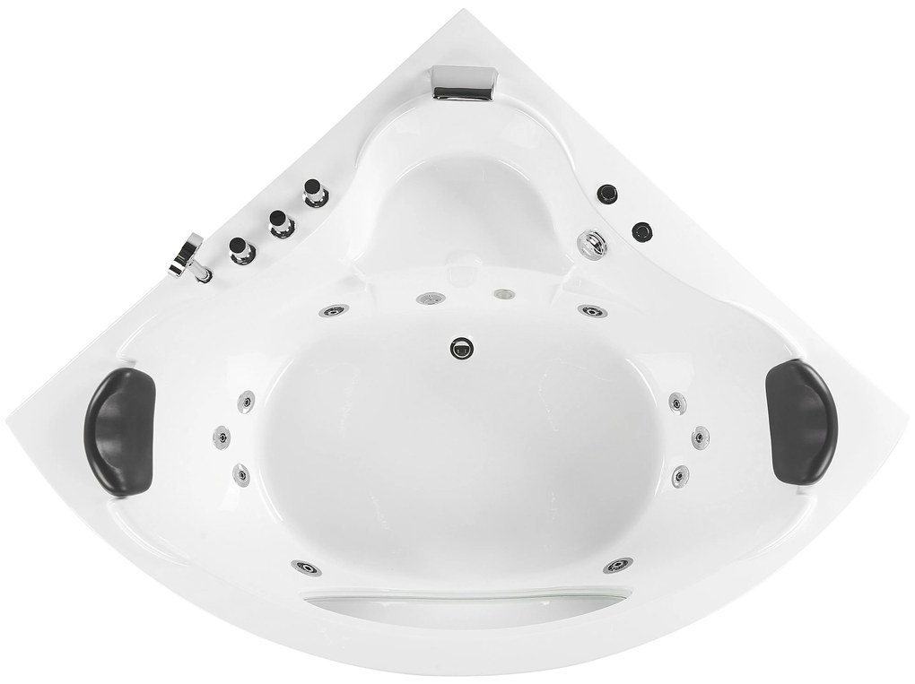 Fehér whirlpool masszázskád LED világítással 207 x 146 cm TOCOA II Beliani