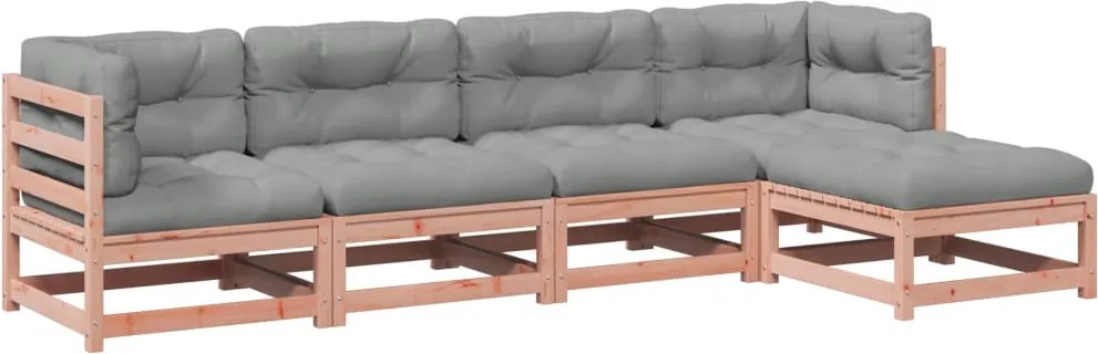 vidaXL 5 részes tömör duglászfenyő kerti társalgószett párnákkal