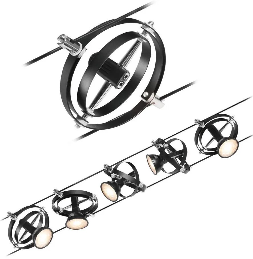 Paulmann 94440 - 5x GU5,3/10W CARDAN spotlámpa, 230V, fekete