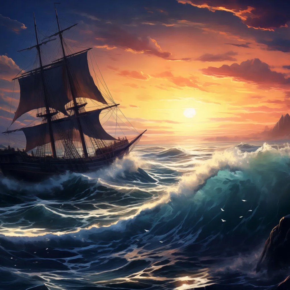 Poszter 40x40cm Az óceáni átkelés háborgó hullámai