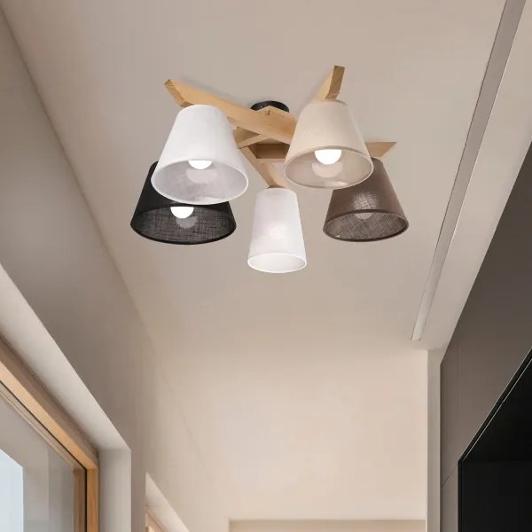 Brilagi - LED Felületre szerelhető csillár ANTHONY 5xE14/40W/230V tölgy