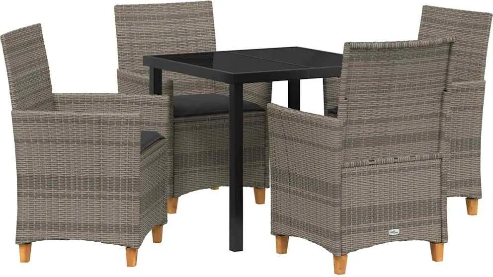 vidaXL Kert étkező szett 5 pcs Szürke polirattan
