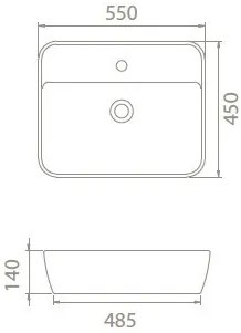 CeraStyle ONE - PULTRA ültethető - Top Counter - porcelán mosdó - - csaplyukas - 55 x 45 cm