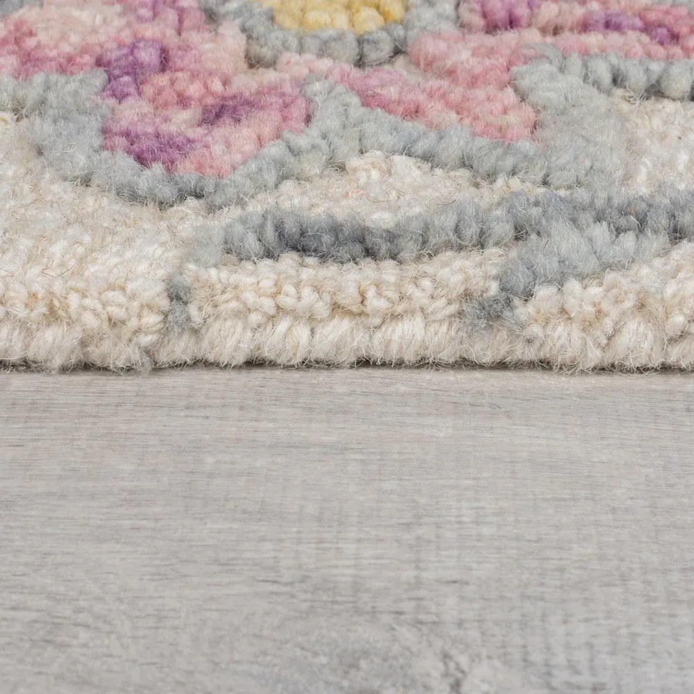 Krémszínű kézi szövésű gyapjú szőnyeg 200x290 cm Tania Floral – Flair Rugs