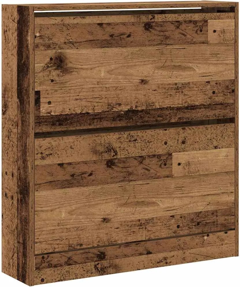 vidaXL Cipőszekrény polcokkal Öreg fa 80 x 21 x 87,5 cm Faanyag