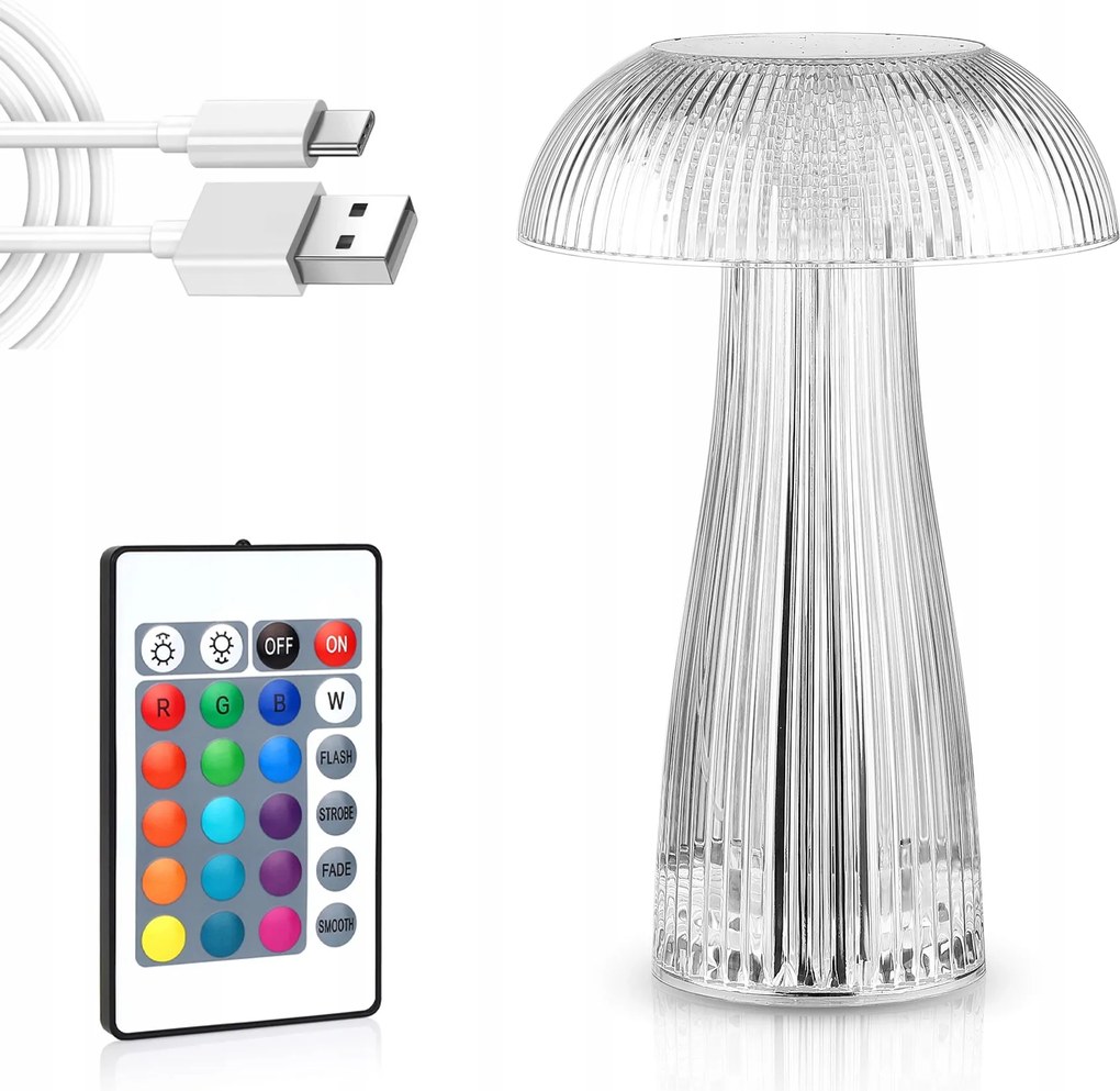Kristály Asztali Éjjeli Lámpa Led Gomba Érintő Rgb Távirányító Usb
