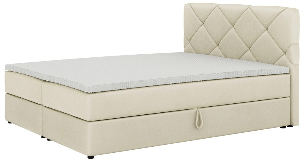Franciaágy Boxspring 160x200 cm Karum (ágyráccsal és matraccal) (bézs). 1007779