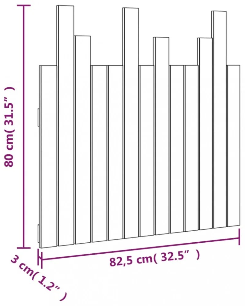 fekete tömör fenyőfa fali fejtámla 82,5 x 3 x 80 cm