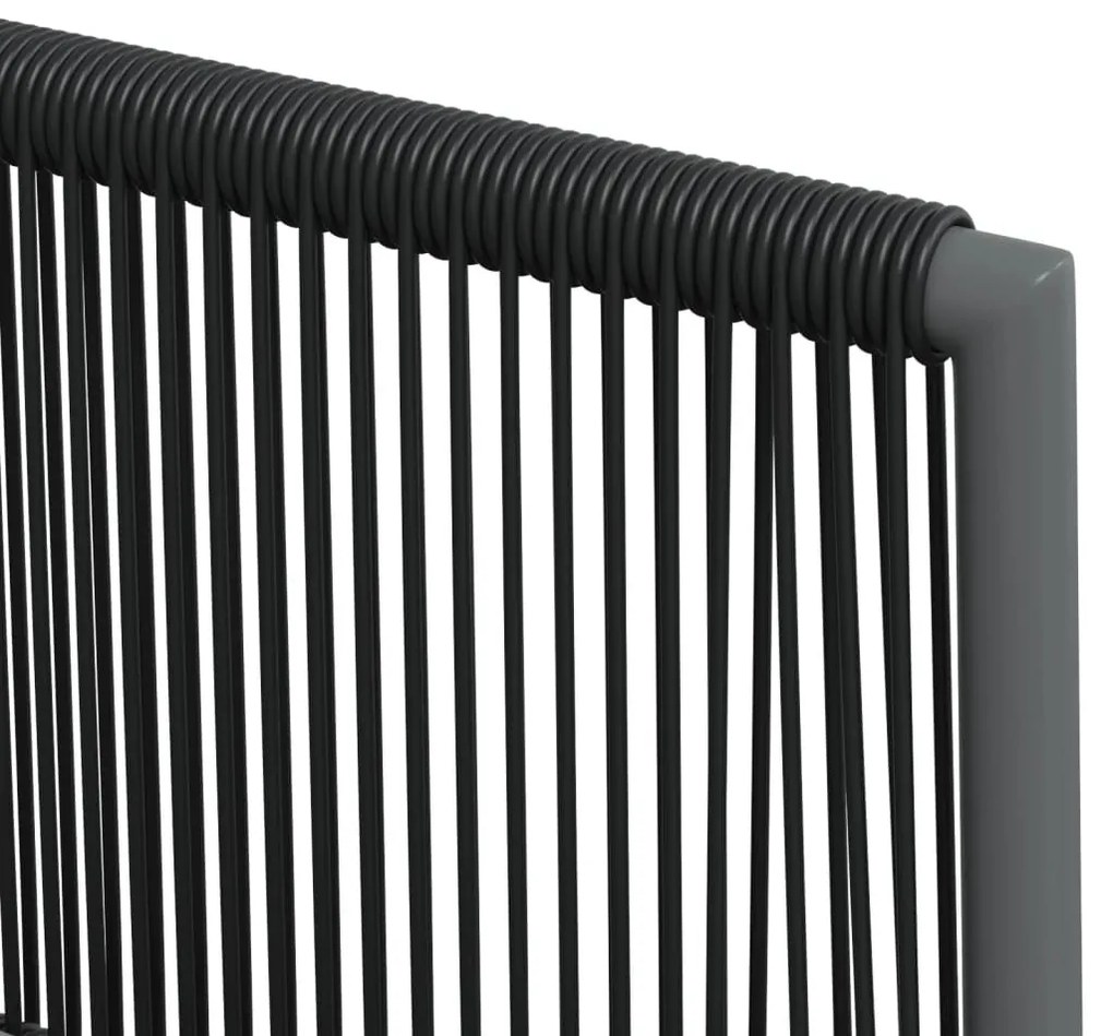 3 részes fekete polyrattan és acél kerti étkezőszett párnákkal