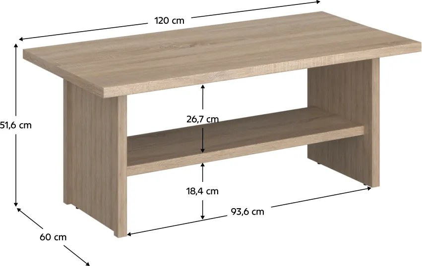 Dohányzóasztal, DTD laminált, tölgy sonoma, NORTY