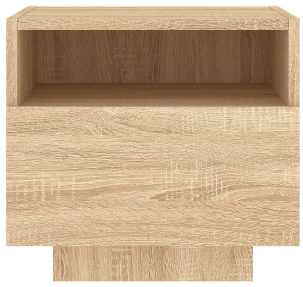 2 db sonoma tölgy színű éjjeliszekrény LED-ekkel 40x39x37 cm