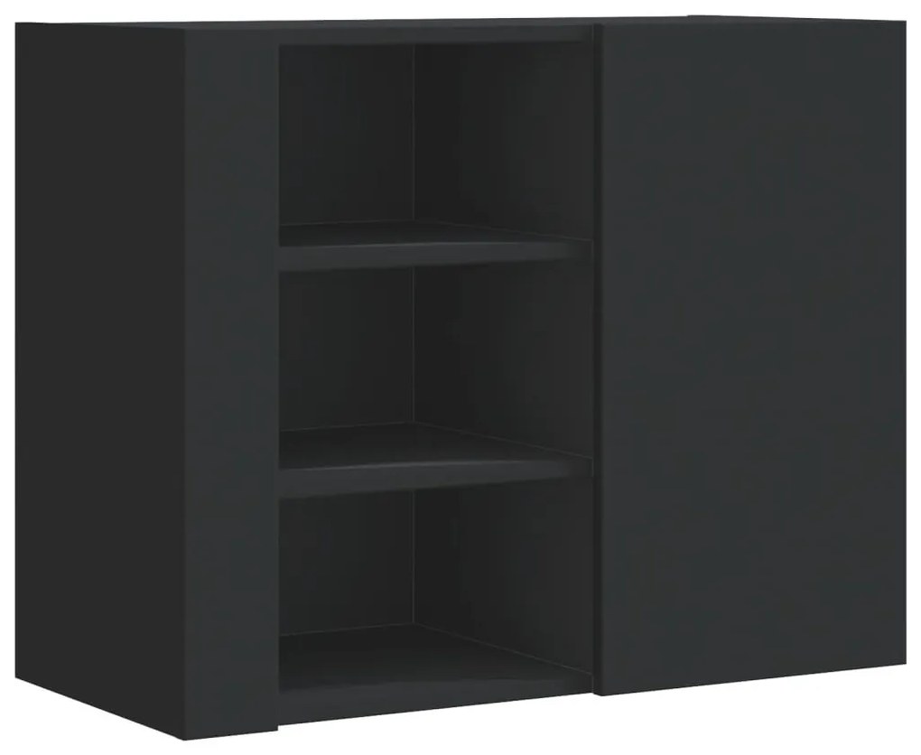 fekete szerelt fa faliszekrény 75 x 35 x 60 cm