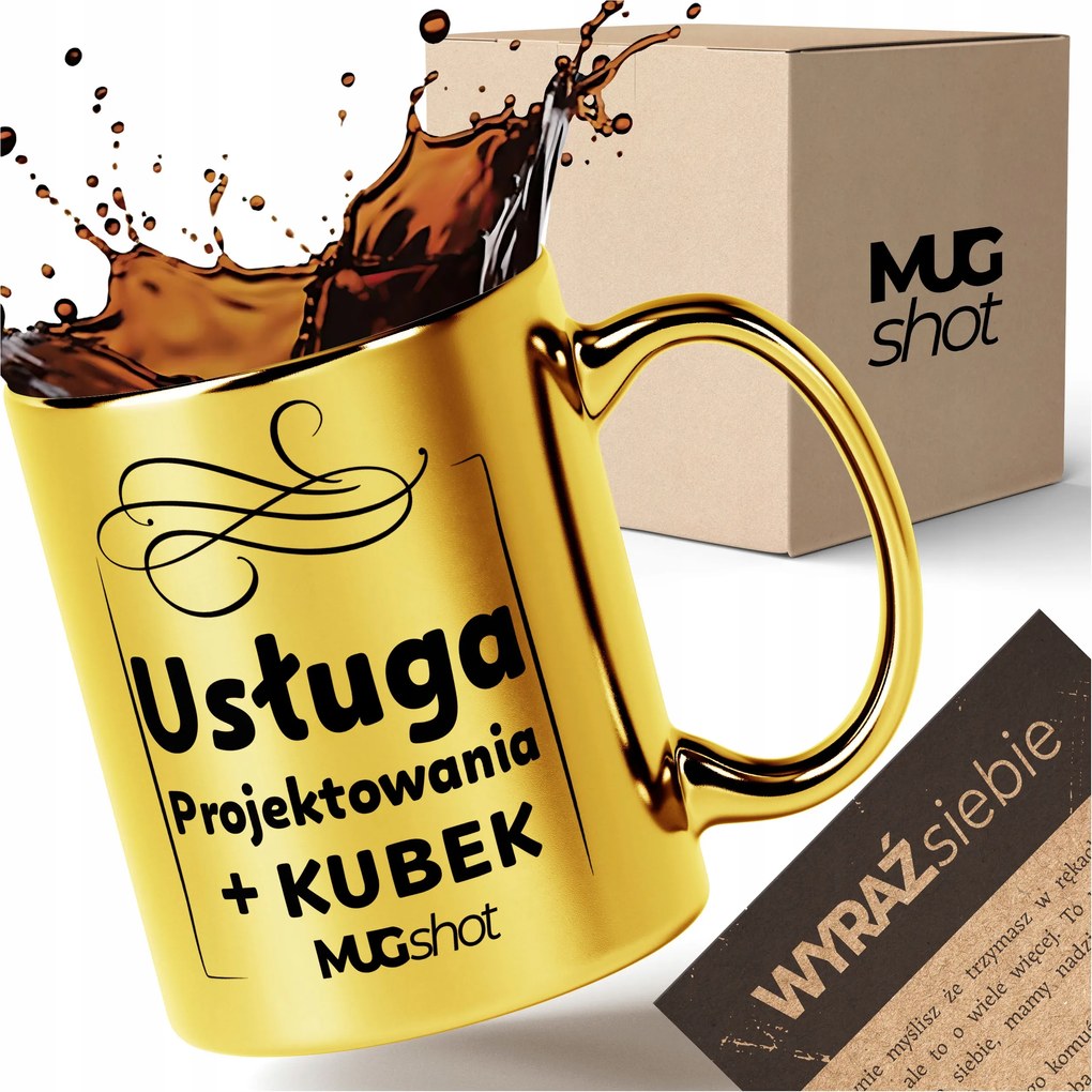 Bögre design szolgáltatás Arany bögre 330ml csomagolás