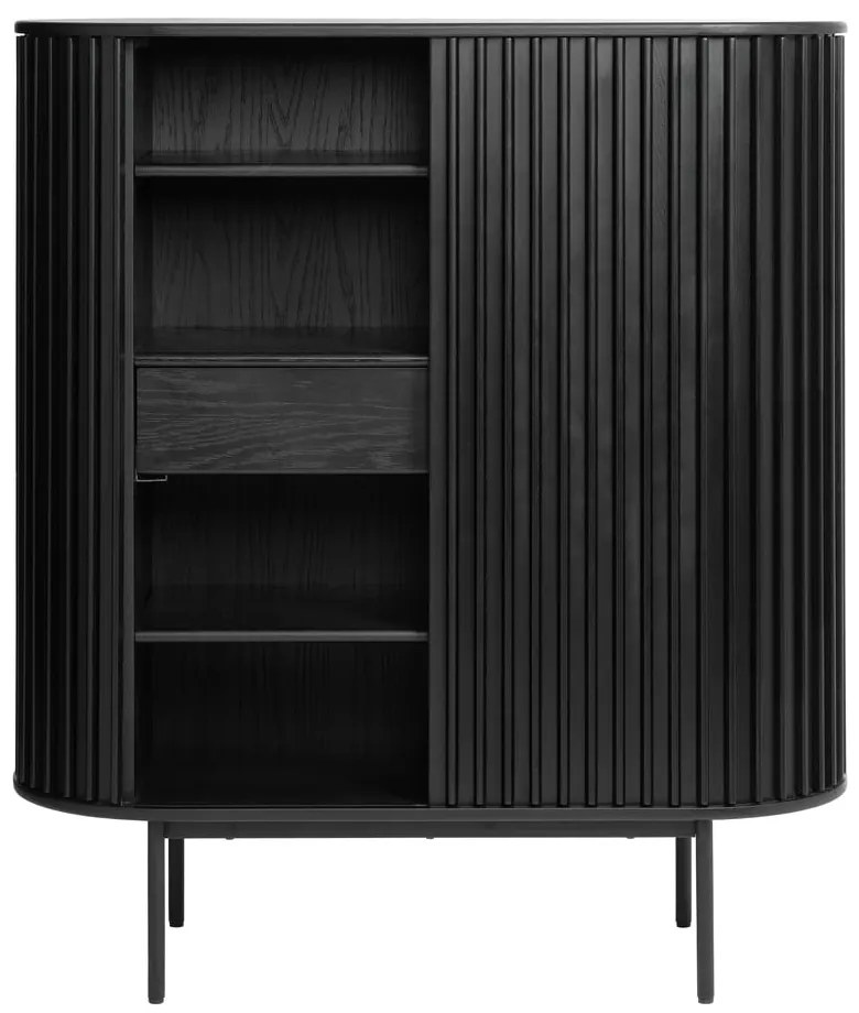 Fekete szekrény tölgyfa dekorral 125x110 cm Siena – Unique Furniture