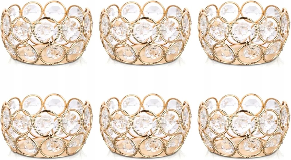 Kristály Gyertyatartók Tealight arany 6 db-os dekorációs melegítőkhöz