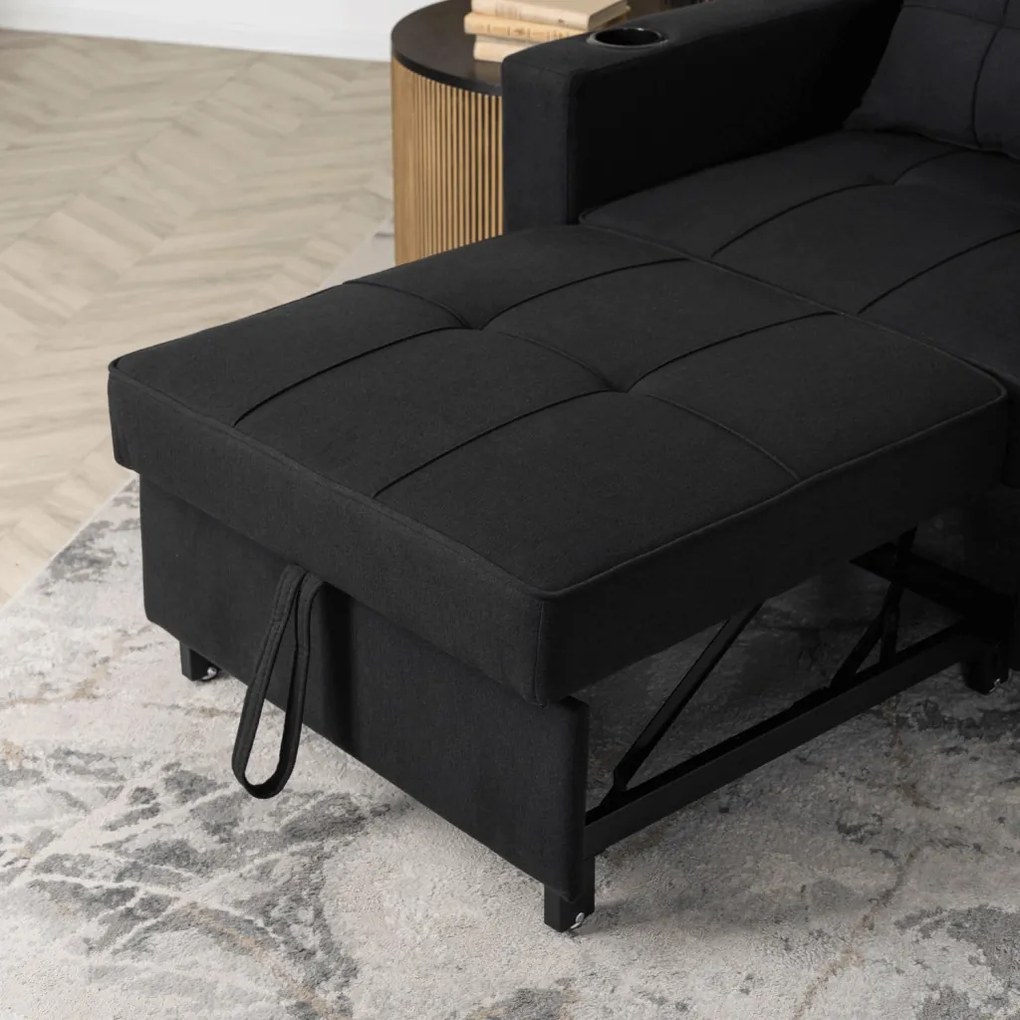 Ágyazható Fotel Fekete Kárpittal. SOLOR