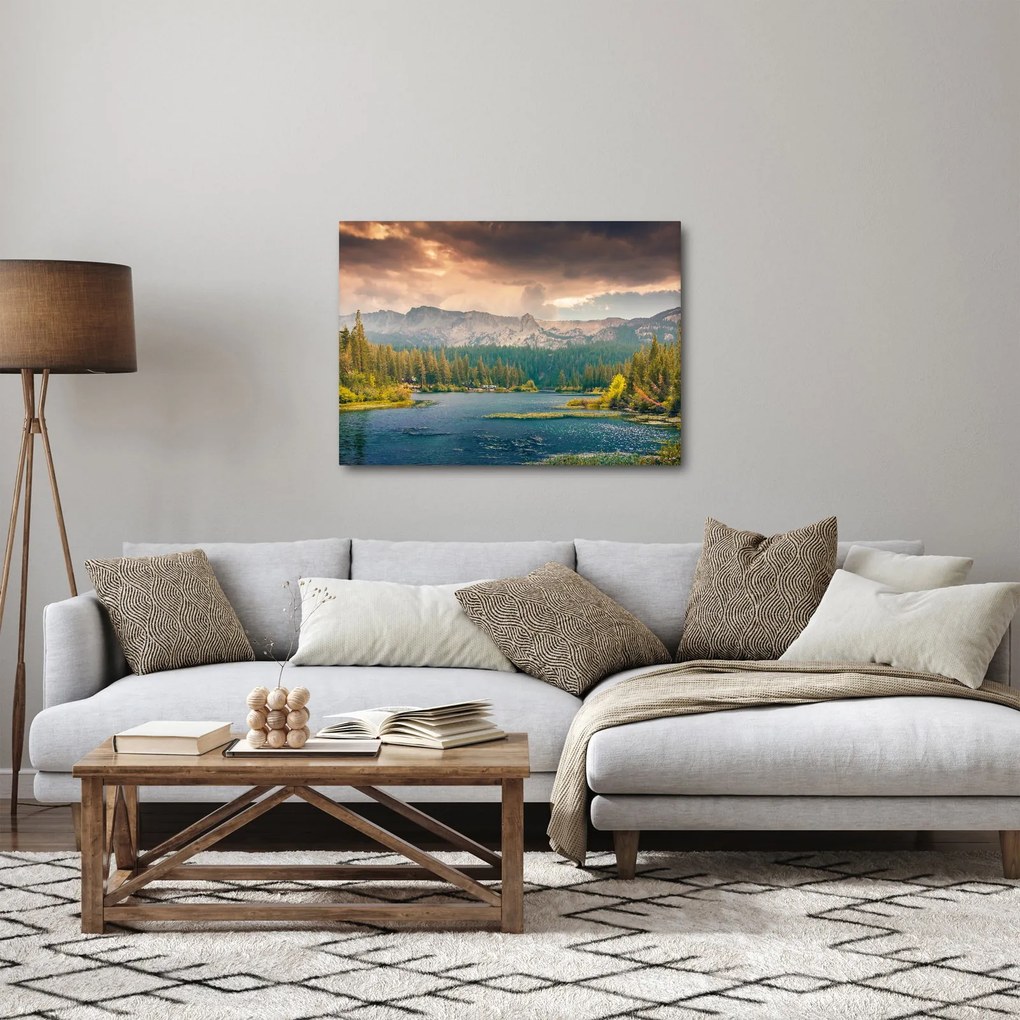 Egy kép a hegyi folyó és a hegyek (70x50 cm)