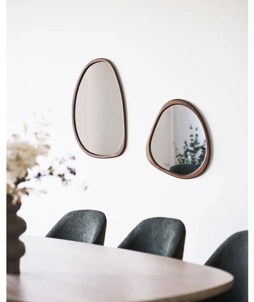 Luxon tükör organikus forma, fa hatású, 44x48 cm