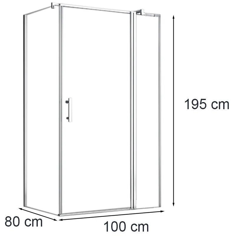 Simple 80x100 cm nyílóajtós aszimmetrikus zuhanykabin zuhanytálca nélkül