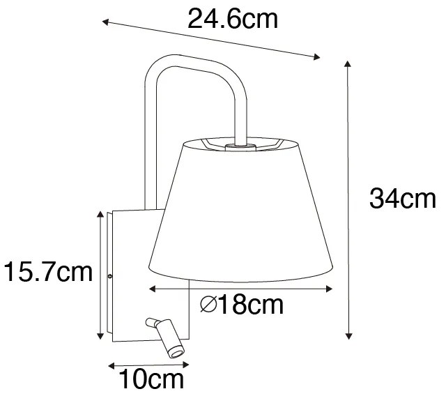 Modern fali lámpa fehér és bronz színben, olvasólámpával - Renier
