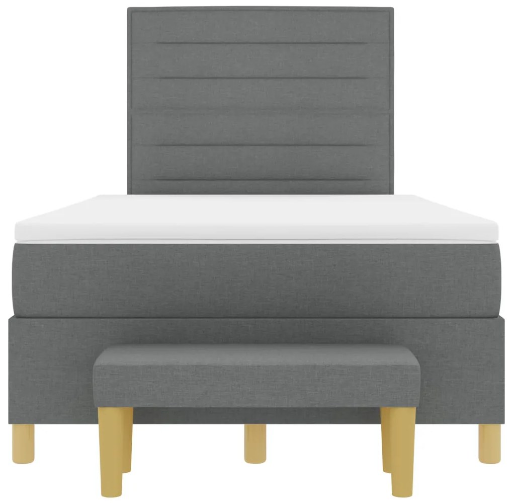 Box Spring Ágy matraccal és paddal Sötétszürke 120x190 cm Szövet