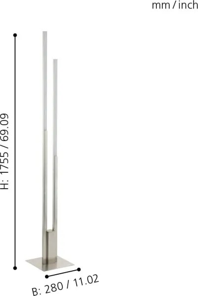 Eglo 55972 - LED RGBW fényerőszabályozható állólámpa FRAIOLI-C LED/34W/230V matt króm+távvezérlő