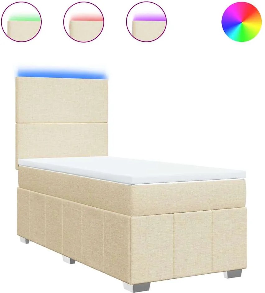 vidaXL krémszínű szövet rugós ágy matraccal 80 x 200 cm