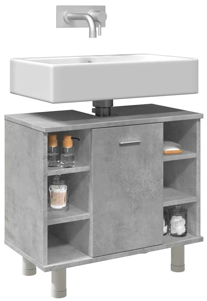 Betonszürke szerelt fa fürdőszobaszekrény 60 x 32 x 53,5 cm