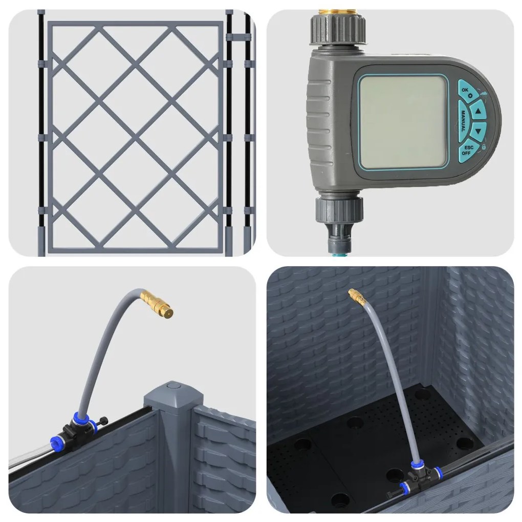 Kerti ültetők Világosszürke 40 x 40 x 142 cm Acél